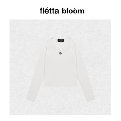 【现货】fletta bloom韩国潮牌muahmuah显瘦圆领长袖T恤打底衫