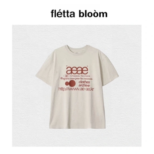 【现货】fletta bloom韩国aeae经典字母印花短袖T恤女宽松上衣潮