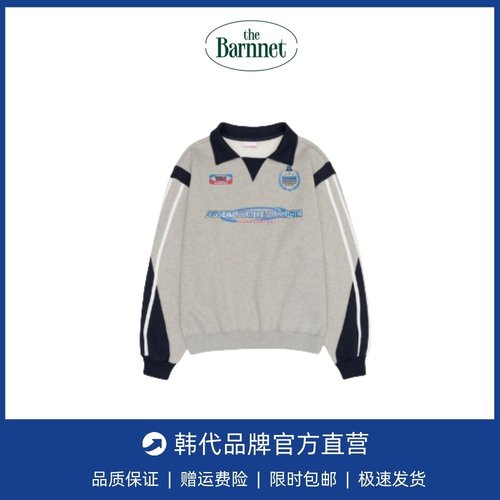 【现货】ames虞书欣同款美式复古拼色印花宽松翻领加绒卫衣长袖