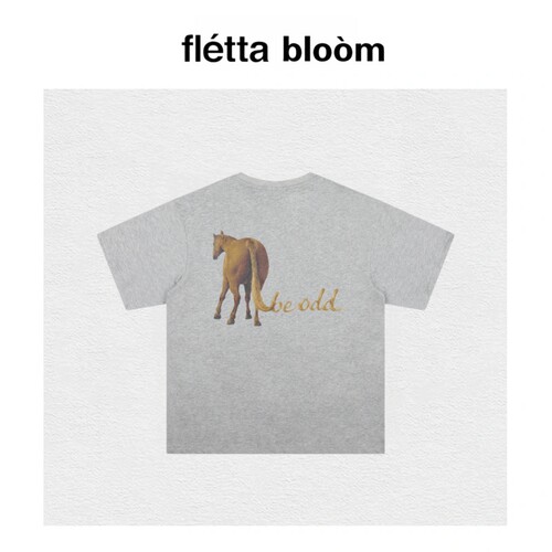 【现货】fletta bloom韩国小众ODLWORKSHOP马儿印花宽松短袖T恤女