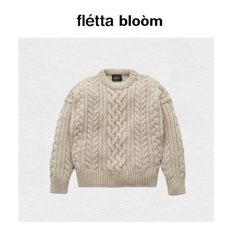 【现货】fletta bloom韩系女装秋冬款fever同款纯色长袖麻花毛衣