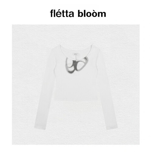 【现货】fletta bloom韩国ason大领口微透短款修身长袖T恤打底衫