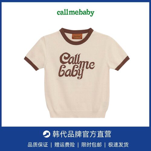 【现货】callmebaby韩国小众字母图案撞色圆领针织衫短袖T恤女