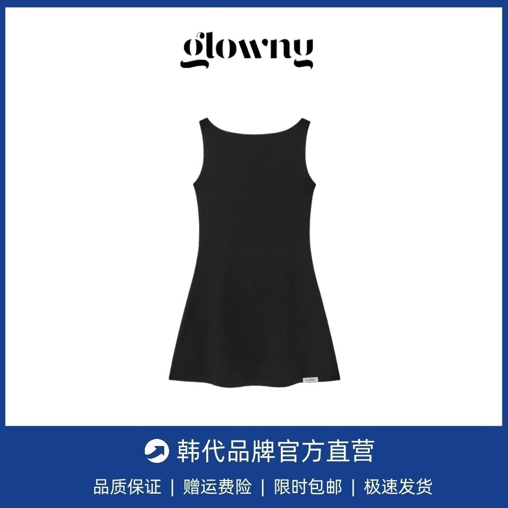 【现货】韩国glowny法式气质连衣裙背心吊带裙子收腰显瘦A字短裙