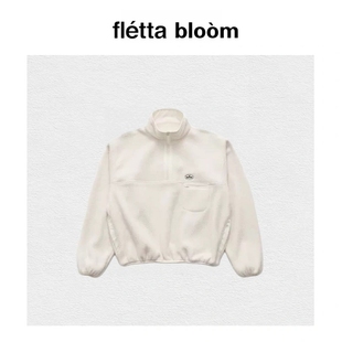 bloom韩国复古字母刺绣翻领半拉链摇粒绒卫衣外套 fletta 现货