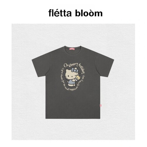 【现货】fletta bloom韩国ordinary holiday复古Kitty卡通短袖T恤