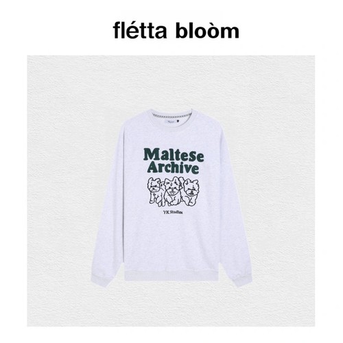 【现货】fletta bloom韩国潮牌WaiKei三只小狗狗刺绣圆领套头卫衣