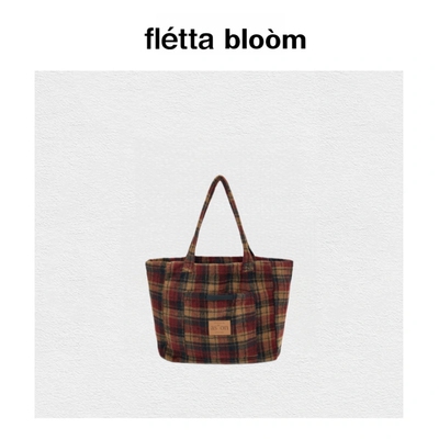 【现货】fletta bloom韩国小众ason复古格子手提单肩大容量托特包