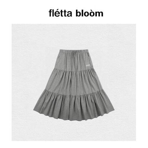 【现货】fletta bloom韩国ason字母刺绣叠层拼接蛋糕半身裙长裙子