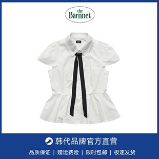 【现货】the barnnet八奶衬衫女新款韩版修身显瘦翻领短袖上衣