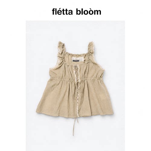 ●fletta bloom viaplain夏季新款韩国法式蕾丝拼接花边抽绳背心