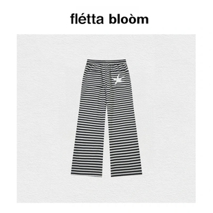 bloom潮牌thecoldestmoment海星条纹卫裤 fletta 刺绣长裤 现货