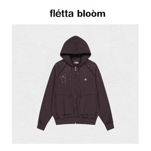 bloom韩国小众蝴蝶结星星印花连帽卫衣拉链衫 fletta 外套 现货