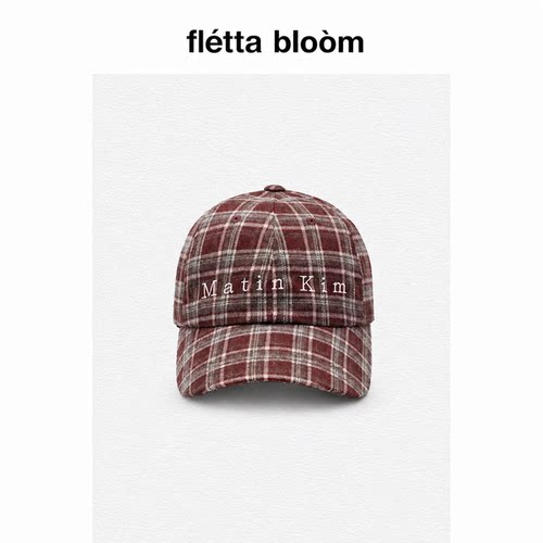●fletta bloom韩国小众Matin Kim格纹鸭舌帽棒球帽韩系刺绣字母