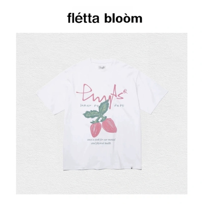 【现货】fletta bloom韩国潮牌phyps草莓可爱甜美休闲宽松短袖T恤