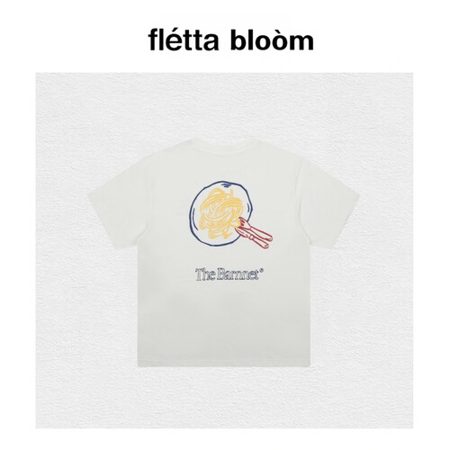 【现货】fletta bloom韩国潮牌八奶短袖涂鸦印花圆领宽松半袖T恤