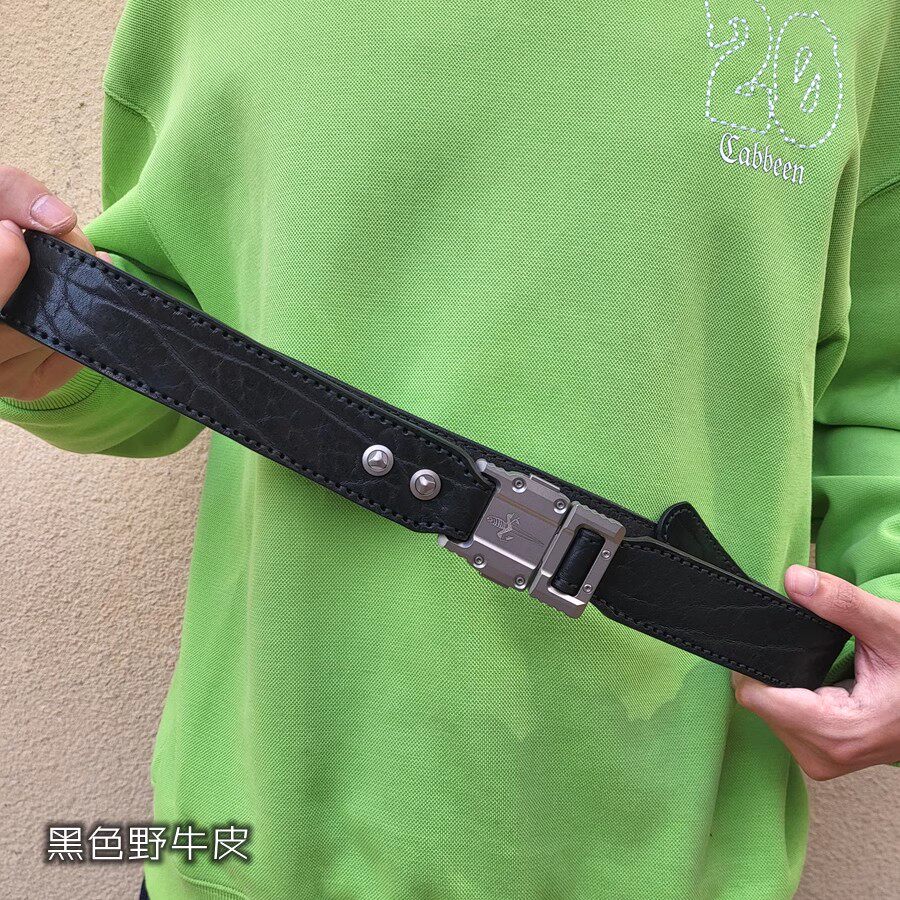 2代 钛合金皮带 钛合金MT微技术非洲野牛皮眼镜蛇扣头内外腰皮带