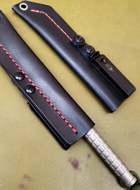 划厚玻璃瓷砖帐篷钉TC21钛合金救急破窗铲刀55HRC硬度 刀鞘钛腰夹