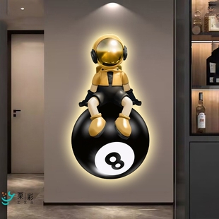 潮牌暴力熊黑8桌球室装饰画中八台球厅桌球壁灯造型画背景墙挂画
