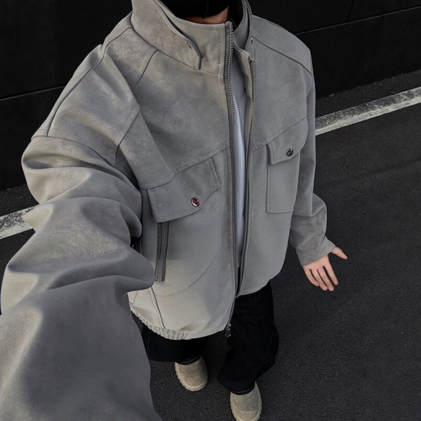 美式复古短款外套男春季cleanfit潮牌工装飞行夹克潮流pu皮机车服