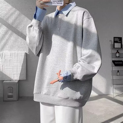 假两件衬衫领卫衣男款秋季高级感