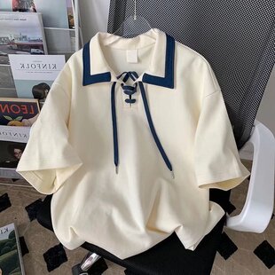 2023夏季新款POLO衫男韩版潮流ins休闲短袖t恤学院风时尚潮牌衣服