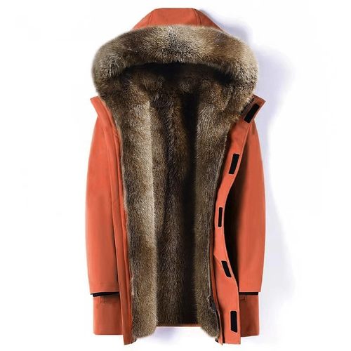 海宁新款派克服男士外套中长款内胆可脱卸加绒皮毛一体时尚大衣冬