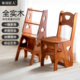实木加厚家用多功能折叠梯椅室内移动登高梯子两用四步梯凳爬梯子