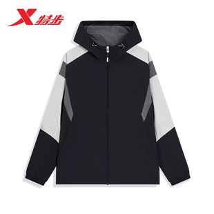特步外套男2024秋季新款连帽综合训练防风双层风衣976329150287