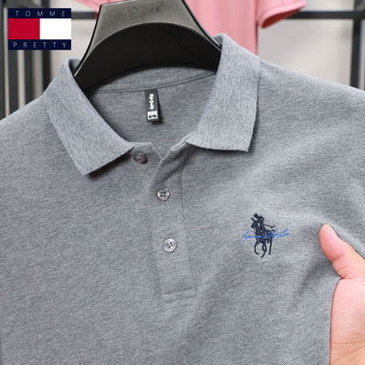 纯棉刺绣男士长袖t恤时尚休闲翻领上衣服2024新款高端百搭POLO衫