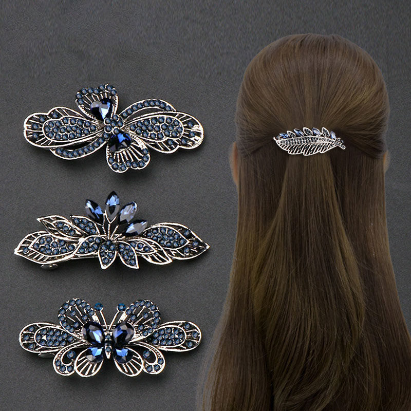 韩国复古水钻饰品弹簧夹