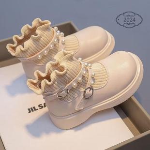 真皮儿童马丁靴女童短靴2025秋冬新款靴子女宝宝袜靴二棉鞋女童鞋