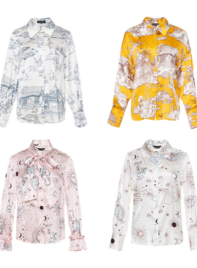 FLONAKED设计师原创印花真丝缎衬衣合集