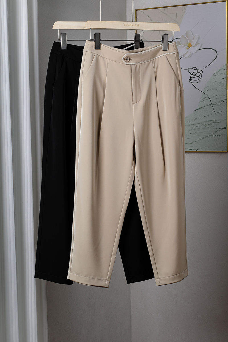 纽扣时尚通勤哈伦裤休闲西裤