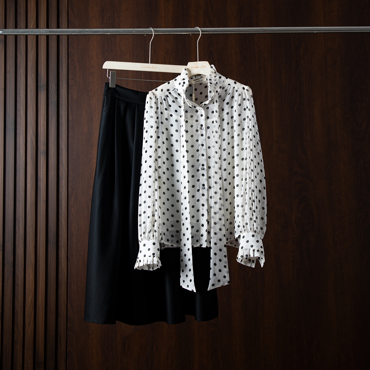 直筒通勤套头长袖雪纺飘带衬衫