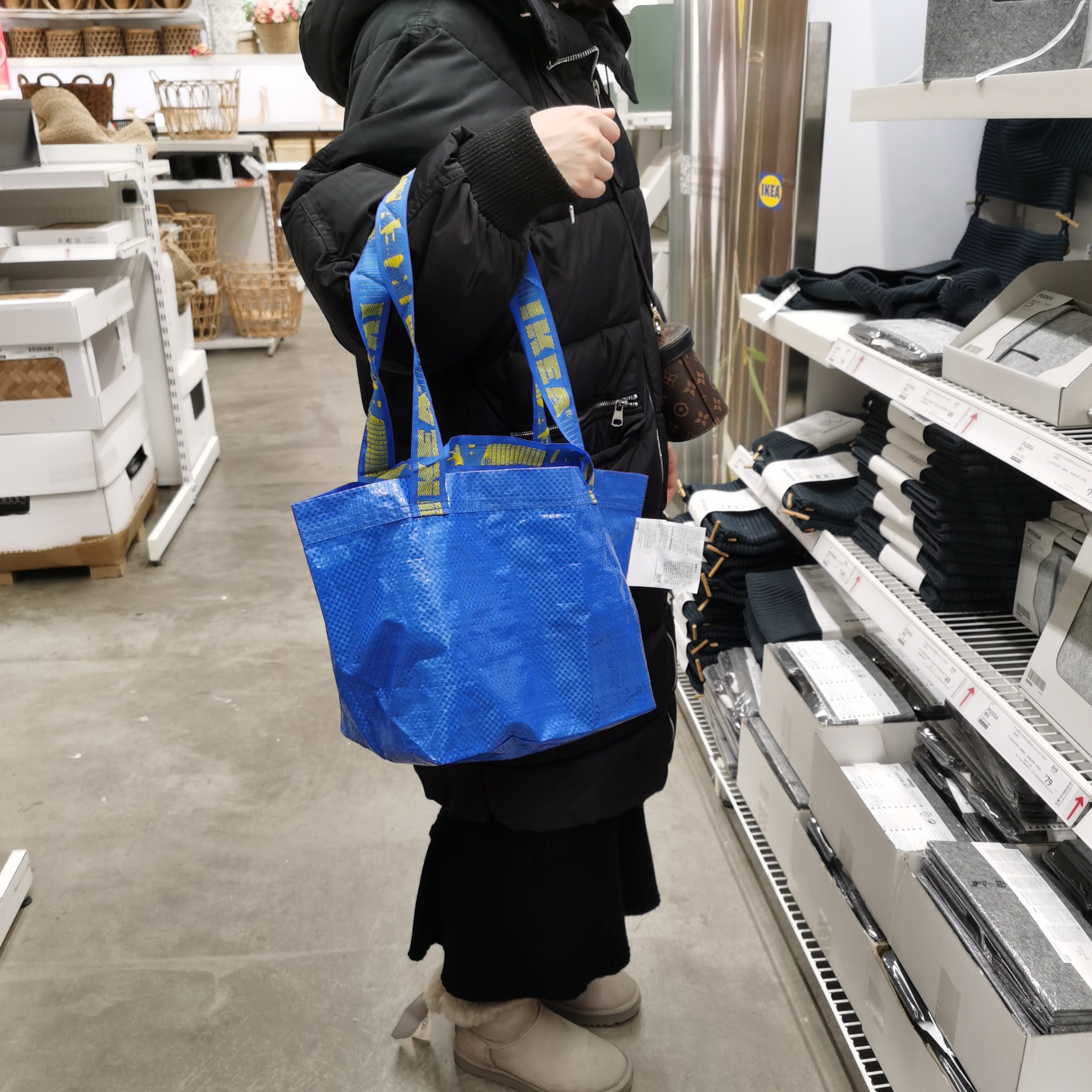 宜家IKEA 布拉比 编织袋储物袋结实耐用手拎袋 大蓝袋购物袋子