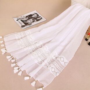 Thickened women lace scarf cotton linen shawl BS529 棉麻披肩