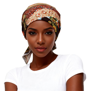 印花图案海盗帽男女单层时尚 包头帽 春秋薄款 Turban印花头巾帽