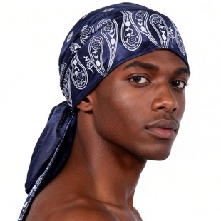 durag男士印花海盗帽长尾头巾变形虫嘻哈帽户外骑行街头帽caps