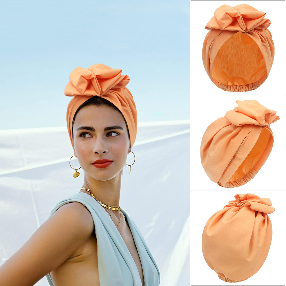时尚头巾帽成人包头帽法式复古头巾少女套头帽turban fashion hat
