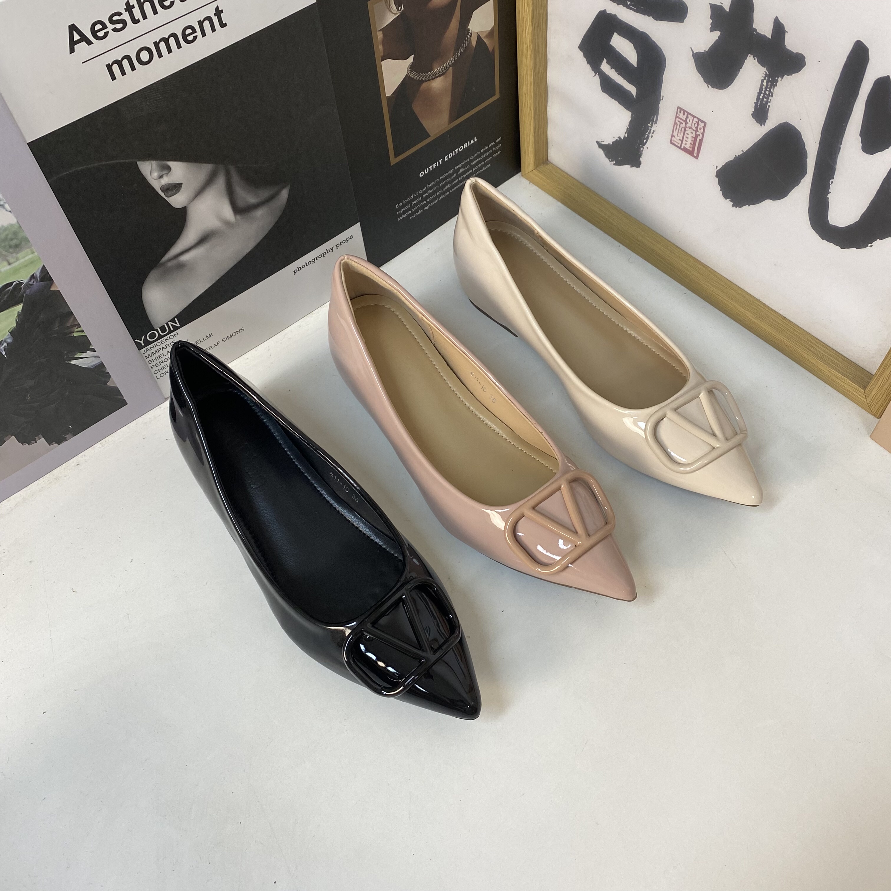 小个子4CM内增高漆皮时尚气质尖头单鞋法式裸色名媛风配裙子女鞋