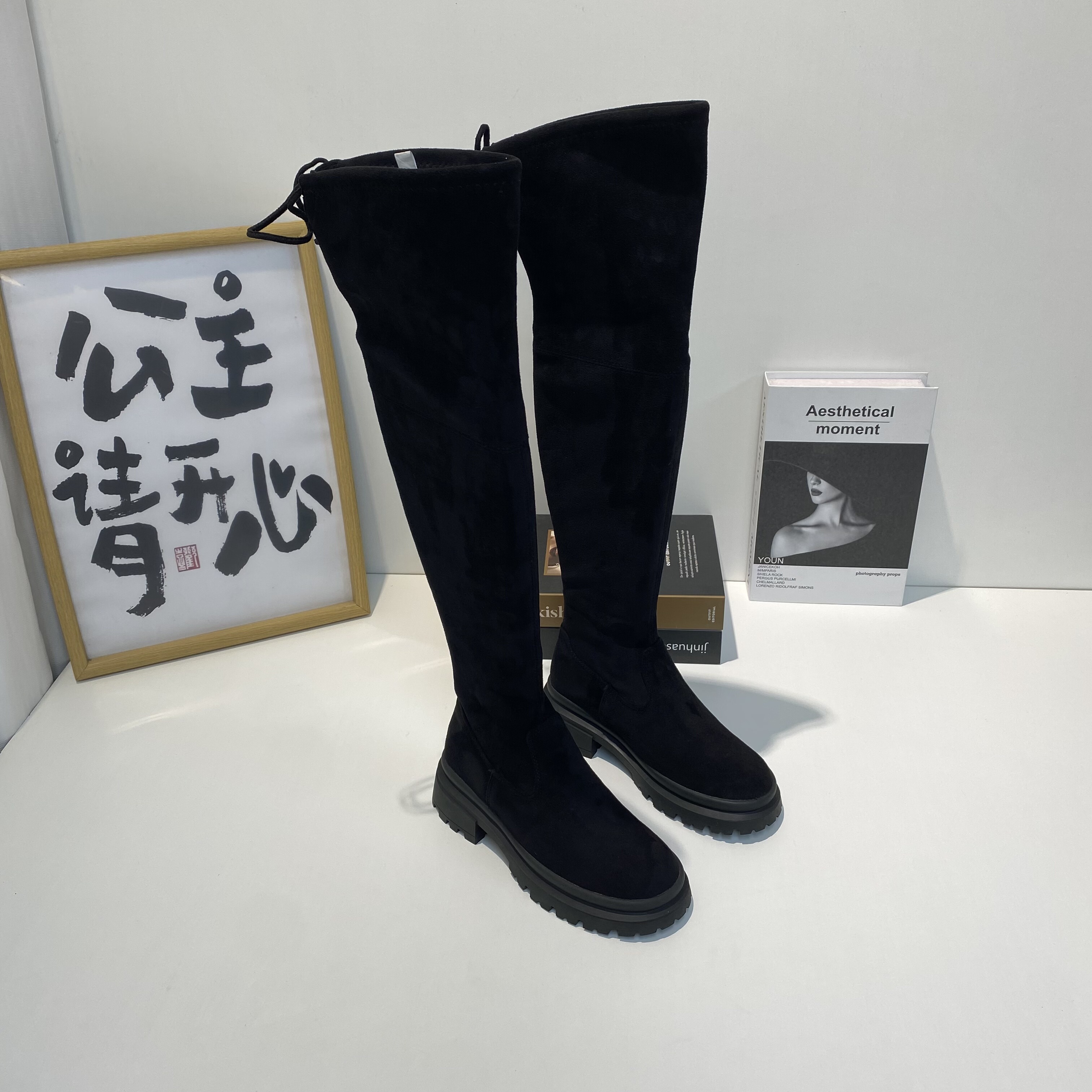 黑色过膝弹力靴女2025新款时尚秋冬厚底增高长筒靴瘦瘦靴高筒靴