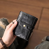 后步原创真皮男士 钱包植鞣头层牛皮大容量短款 商务驾驶证卡夹钱夹