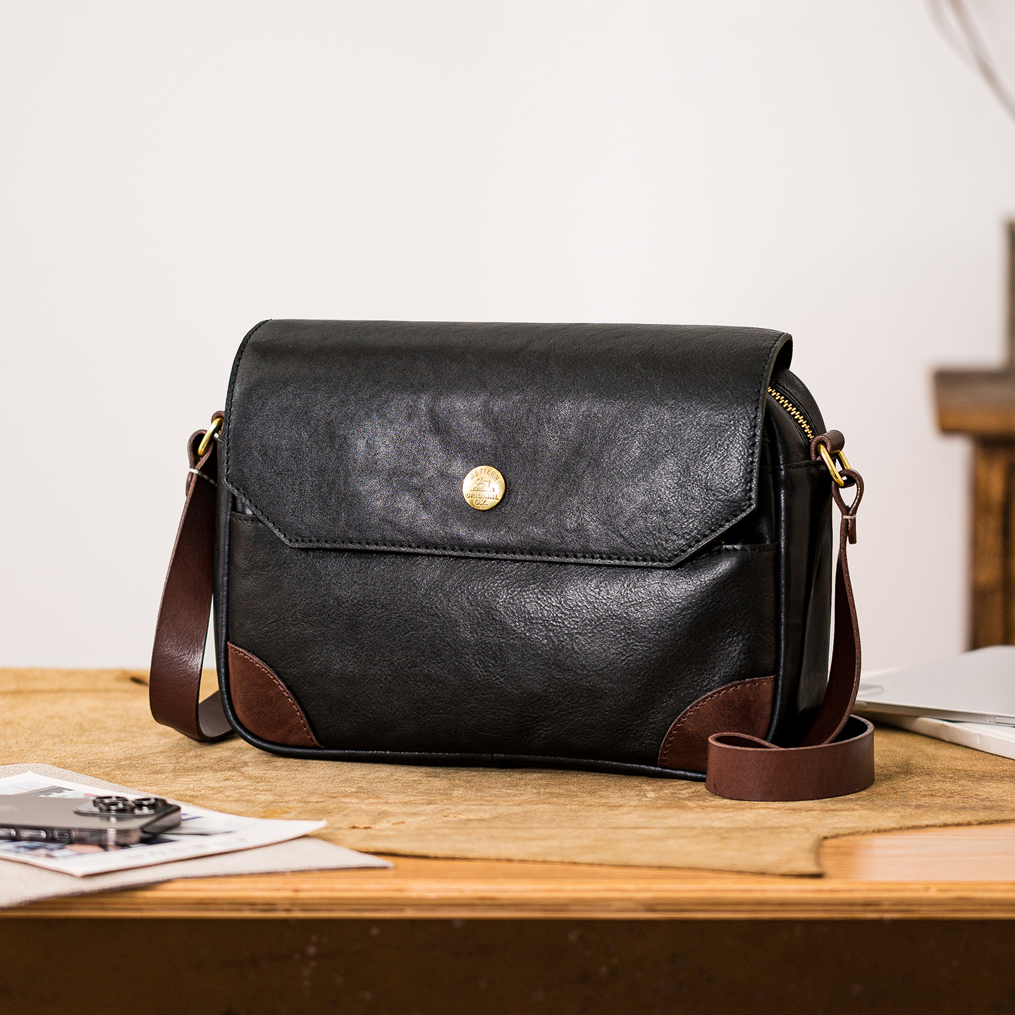 后步真皮复古高级感单肩斜挎包潮