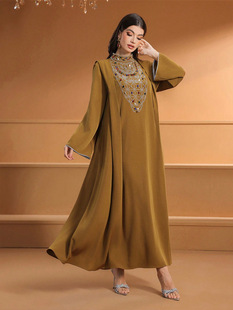 Fashion 裙子women Loose 长款 dress Robe迪拜旅游到脚踝 Nepal