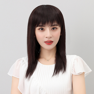 假发女长发夏季 黑长直中长发假发套 真发全真人发丝自然全头套新款