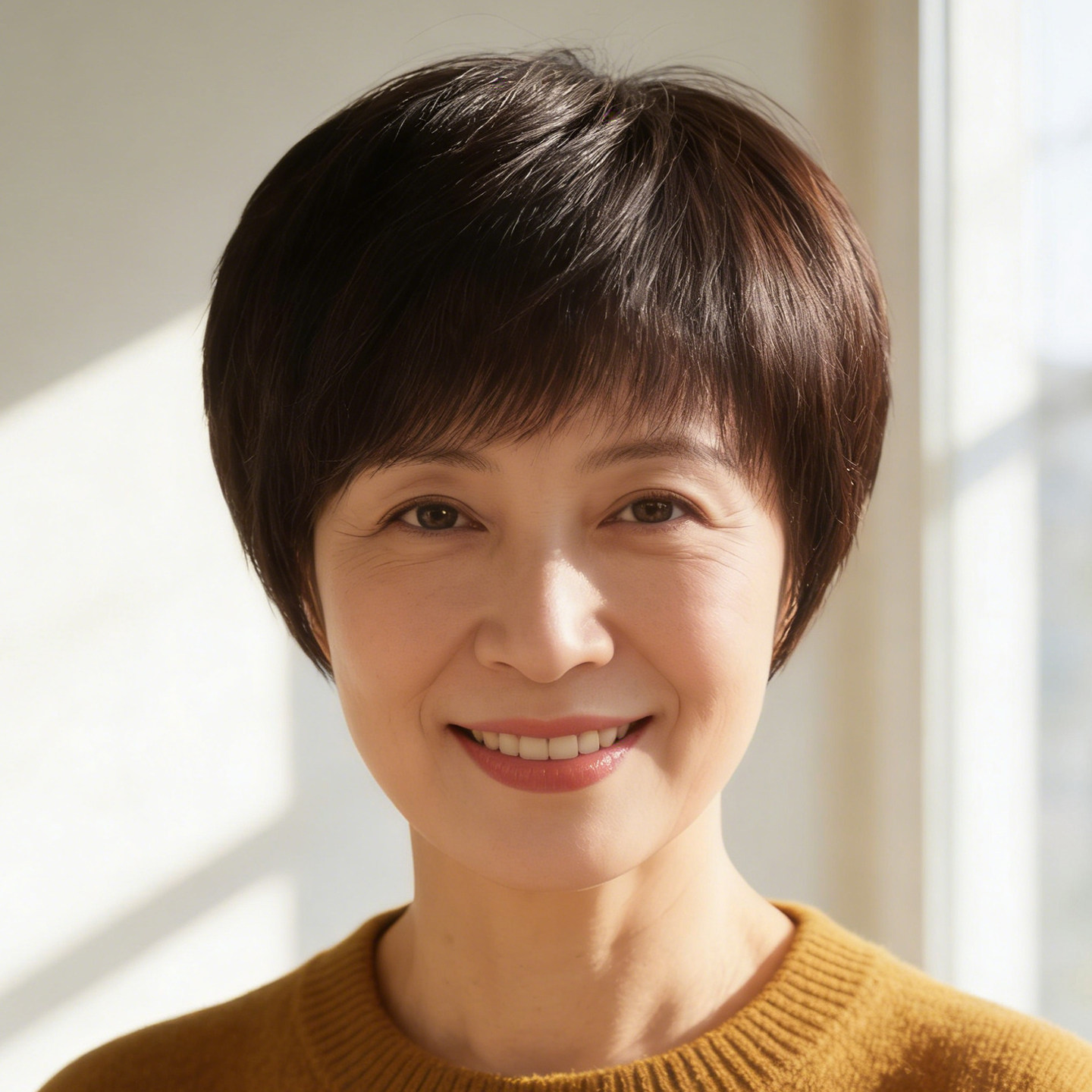 中老年真发短直发全头套假发