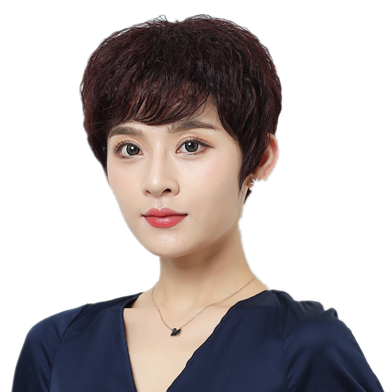妈妈款中老年玉米烫假发女短发