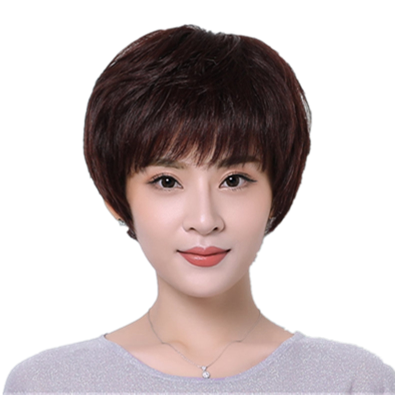 全头套中年人妈妈蓬松假发女短发