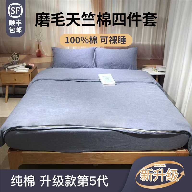 加厚天竺棉四件套磨毛纯棉床单被套床笠2025新款四季通用床上用品